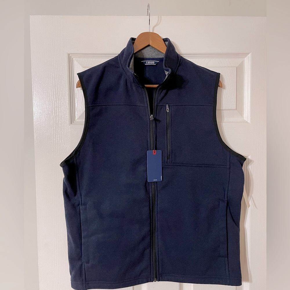 IZOD Sweater Fleece Vest Peacoat Heather-Medium-Men’s